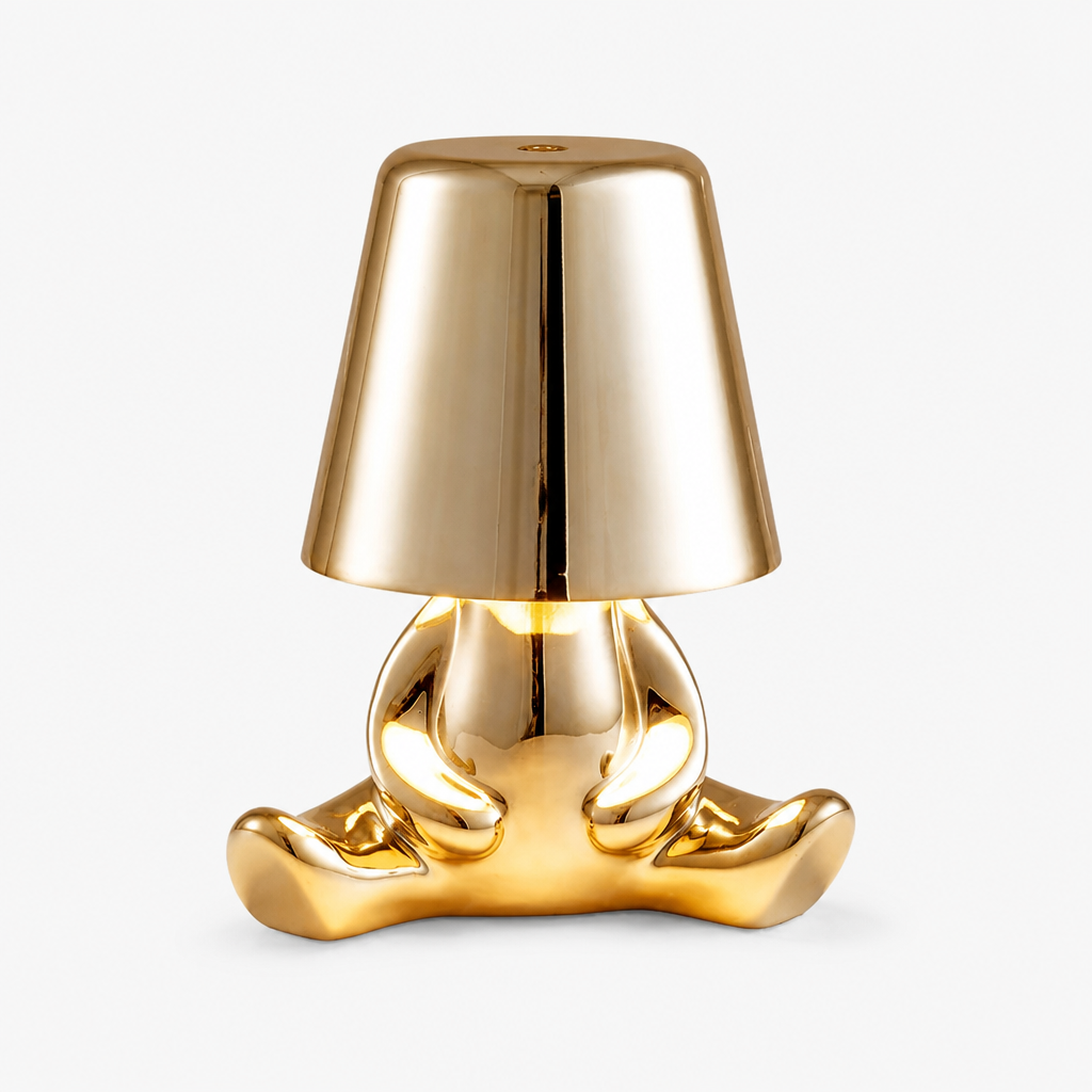 Lampe Statuette Tactile Dorée USB C — photo produit fond gris