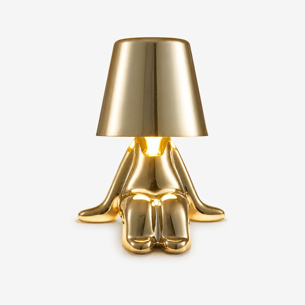 Lampe Statuette Tactile Dorée USB D — photo produit fond gris