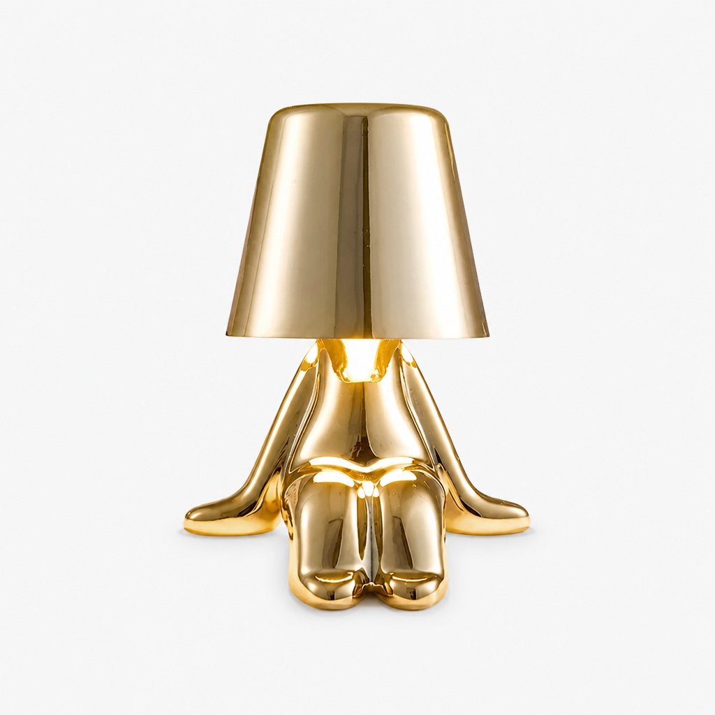 Lampe Statuette Tactile Dorée USB D — photo produit fond gris