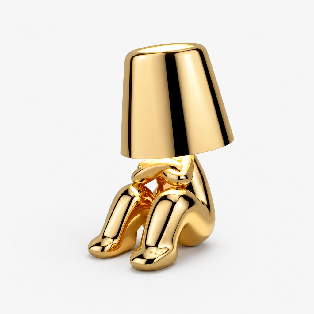 Lampe Statuette Tactile Dorée USB E — photo produit fond gris