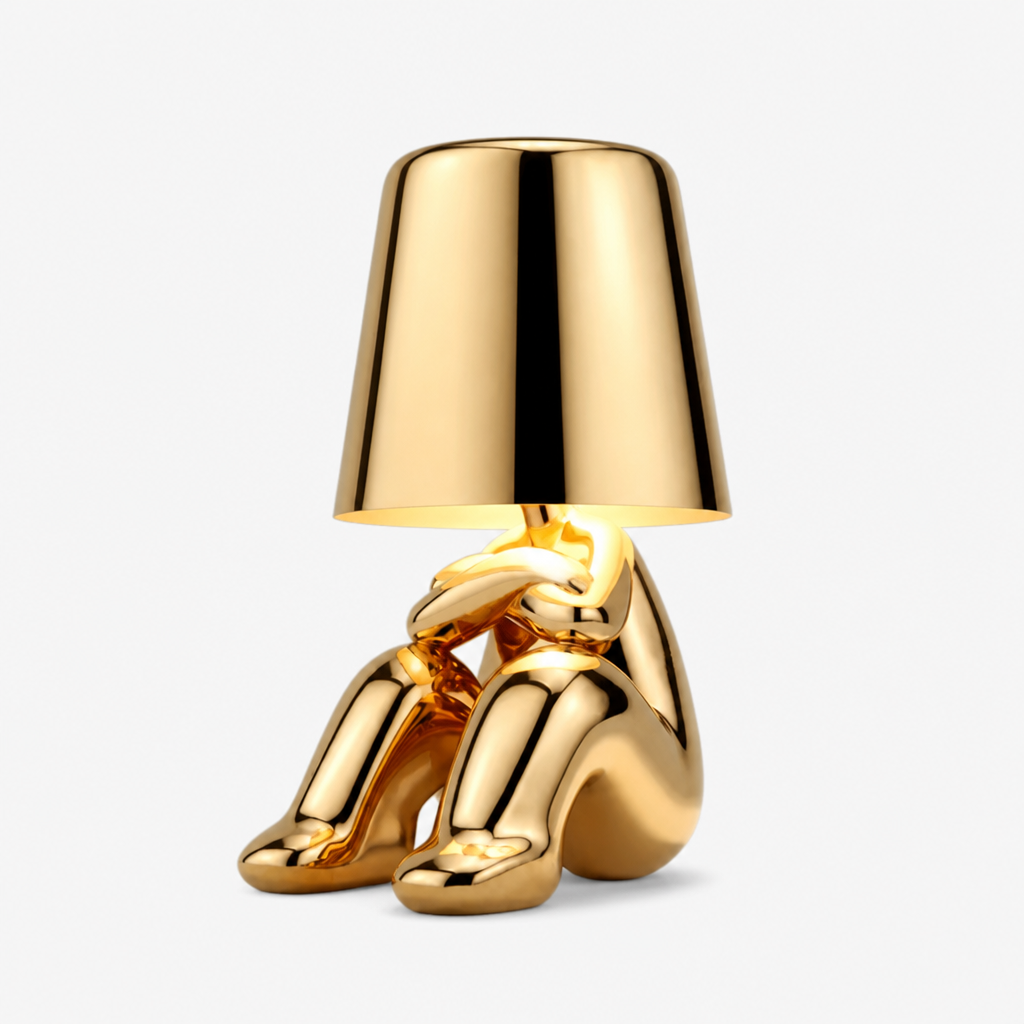 Lampe Statuette Tactile Dorée USB E — photo produit fond gris