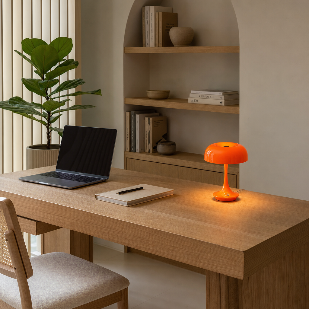 Lampe Tactile Sans Fil Orange — mise en situation bureau home office
