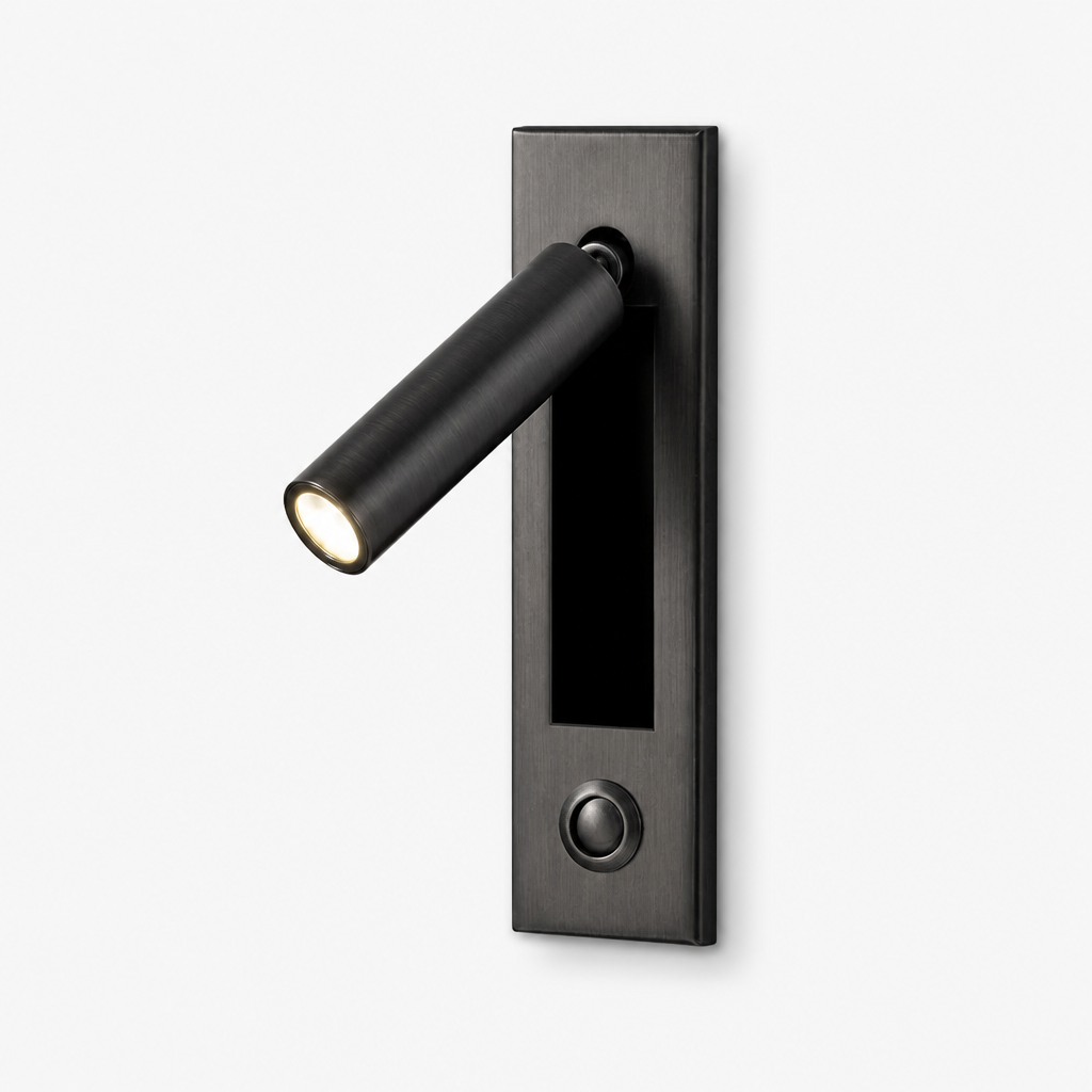 Liseuse Murale Encastrée LED Orientable Noir Circulaire — photo produit fond gris