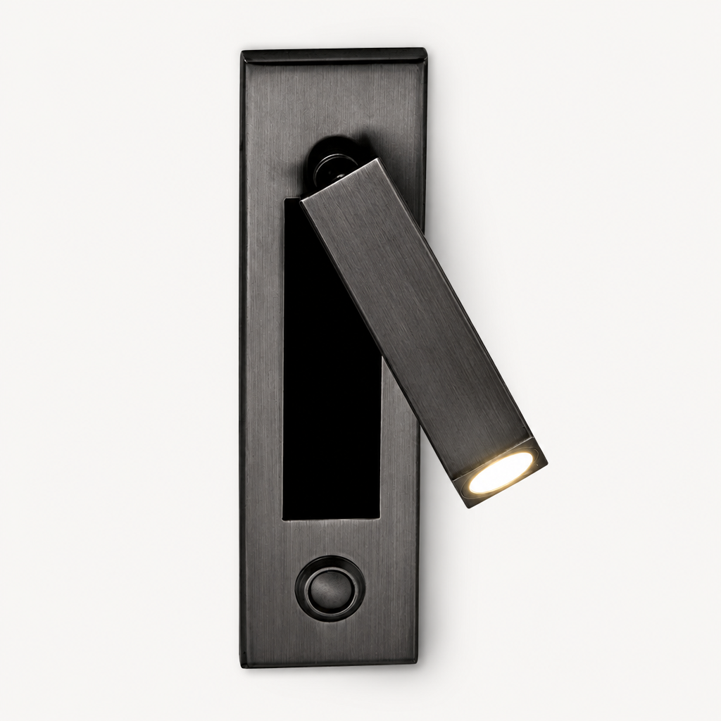 Liseuse Murale Encastrée LED Orientable Noir Rectangulaire — photo produit fond gris