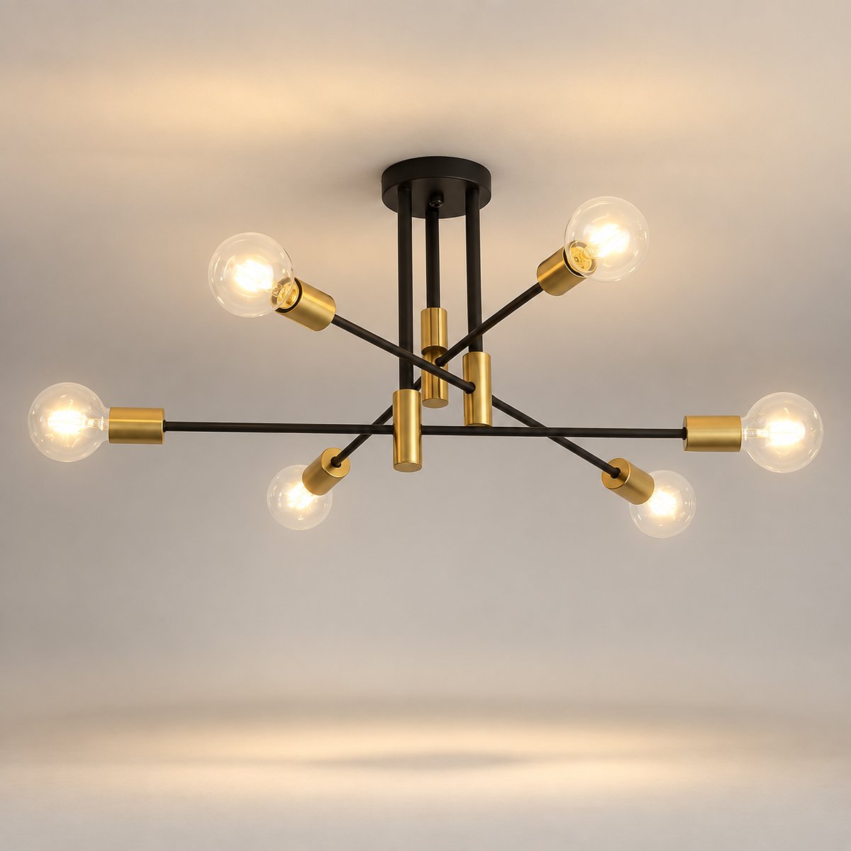 Lustre Industriel 6 branches — photo produit fond gris
