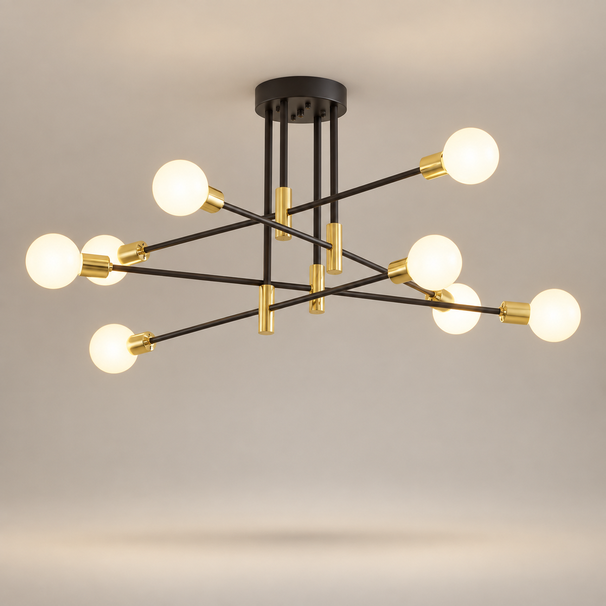 Lustre Industriel 8 branches — photo produit fond gris