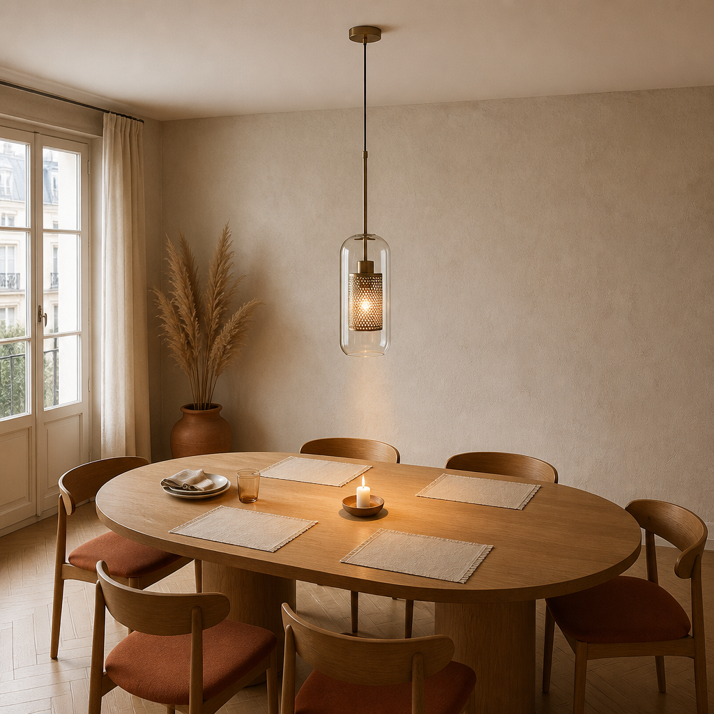 Modern LED Pendant Lamps Nordic Glass Ball Bedroom Decoration Indoor Kitchen Suspension Luminaire Lighting Living Dining Lights A 12CM Bronze — mise en situation cuisine