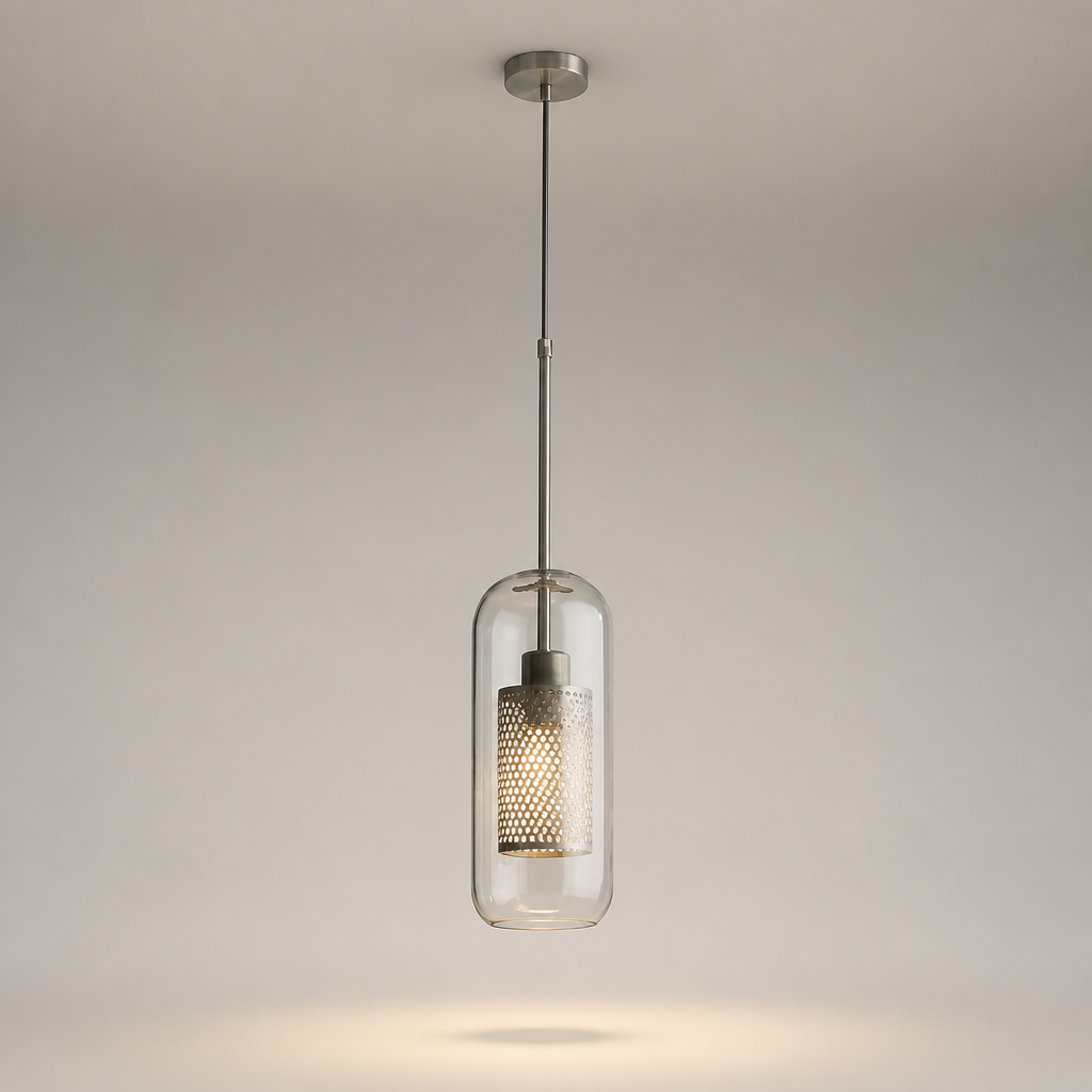 Modern LED Pendant Lamps Nordic Glass Ball Bedroom Decoration Indoor Kitchen Suspension Luminaire Lighting Living Dining Lights A 12CM chrome — photo produit fond gris
