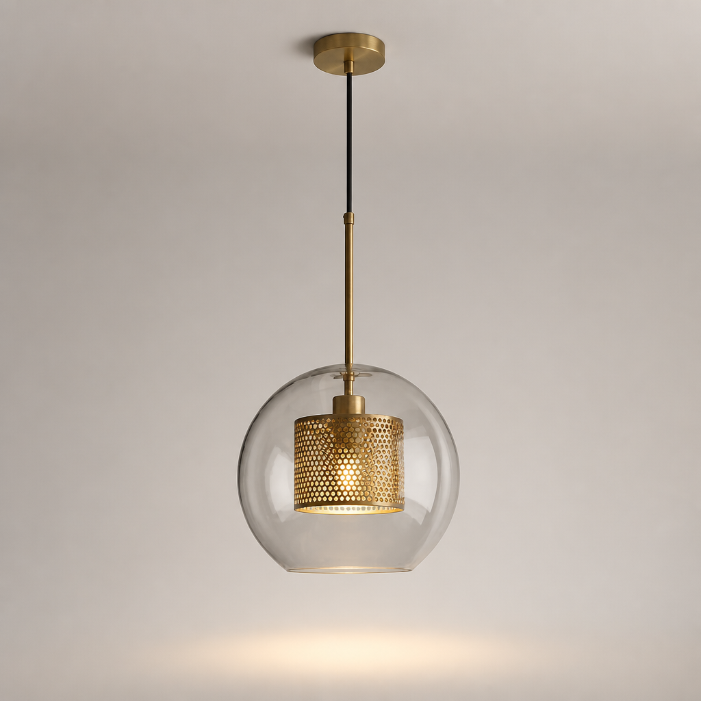 Modern LED Pendant Lamps Nordic Glass Ball Bedroom Decoration Indoor Kitchen Suspension Luminaire Lighting Living Dining Lights B 24CM Bronze — photo produit fond gris