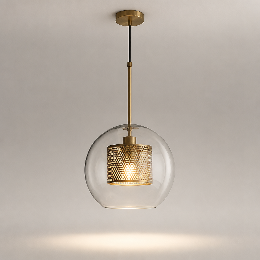 Modern LED Pendant Lamps Nordic Glass Ball Bedroom Decoration Indoor Kitchen Suspension Luminaire Lighting Living Dining Lights B 30CM Bronze — photo produit fond gris