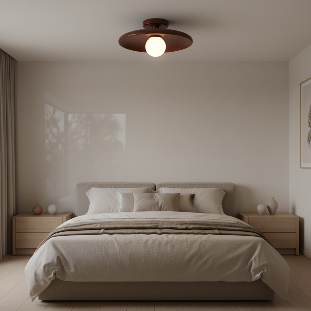 Plafonnier en Bois — mise en situation chambre