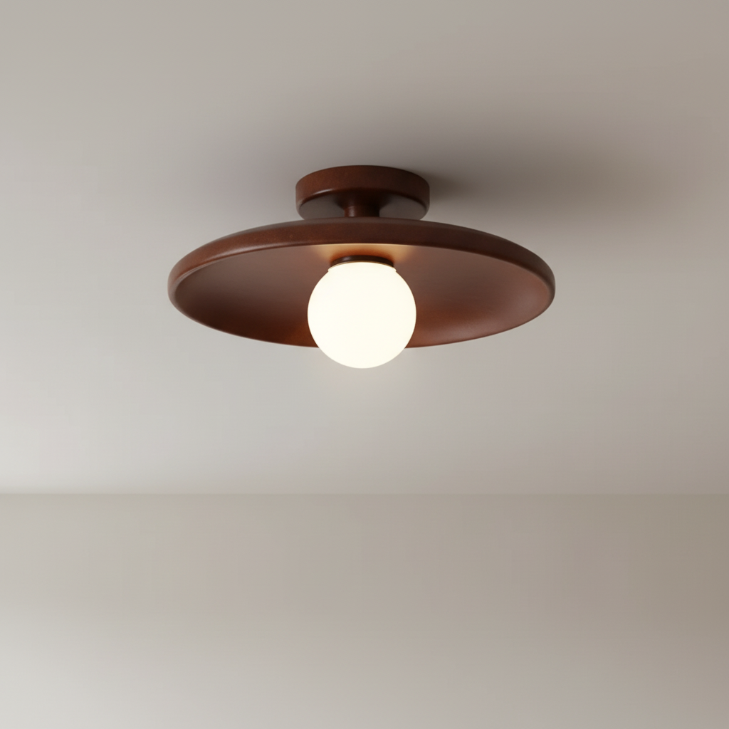 Plafonnier en Bois Foncé 18cm — photo produit fond gris