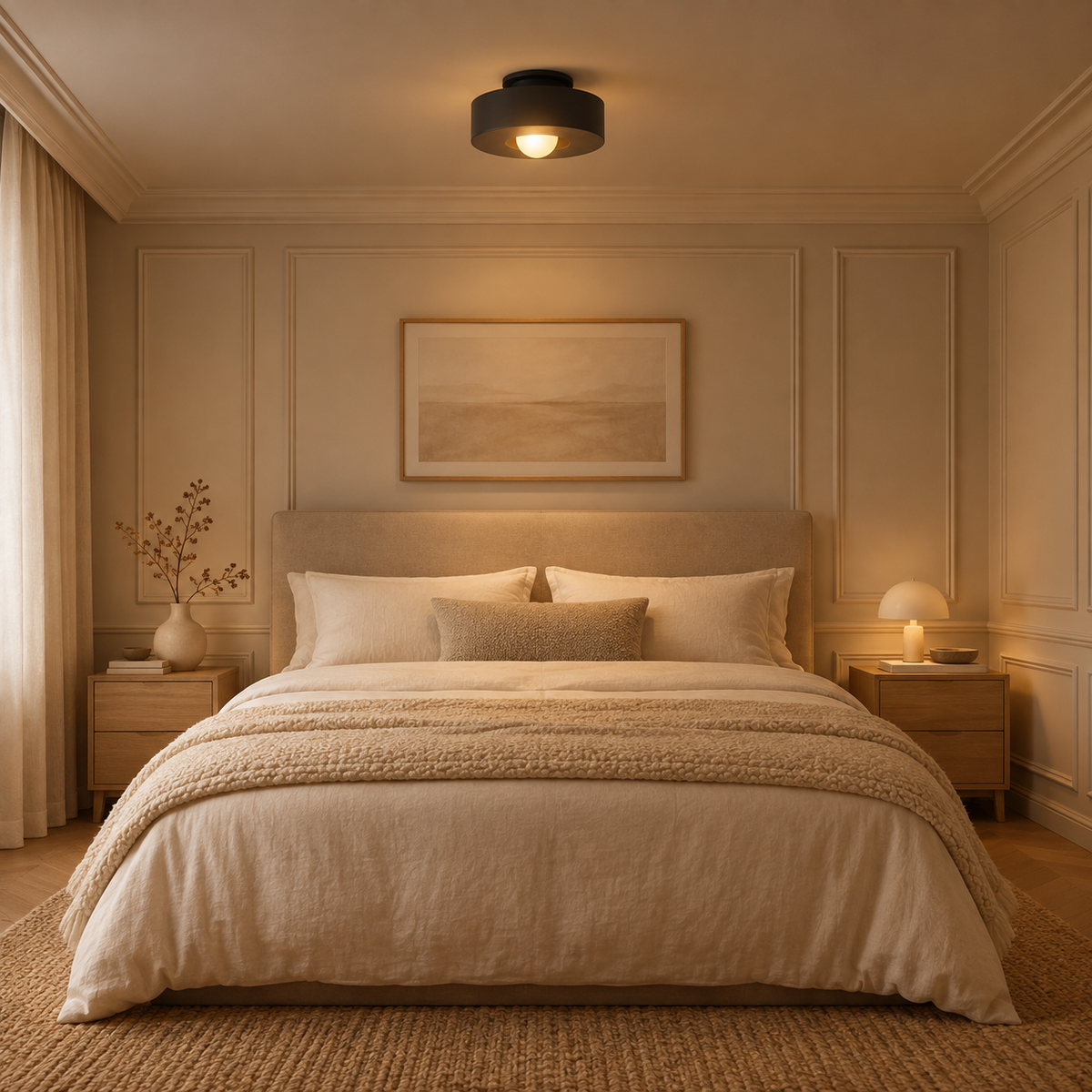Plafonnier Entrée Noir — mise en situation chambre