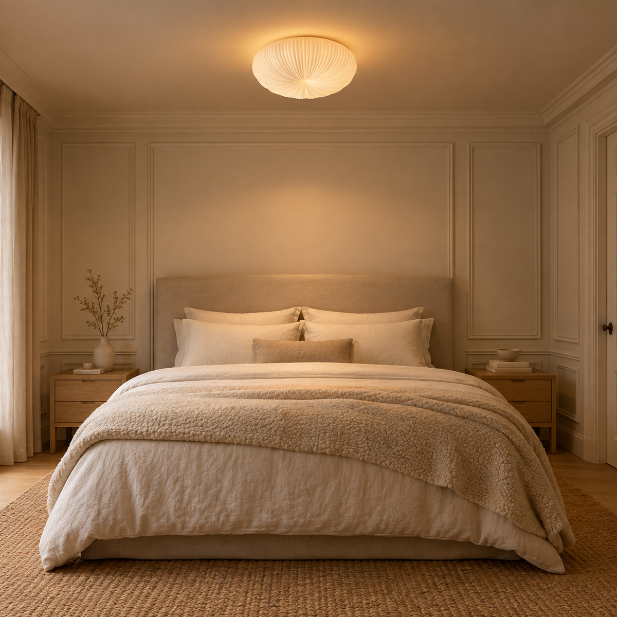 Plafonnier LED 30cm — mise en situation chambre