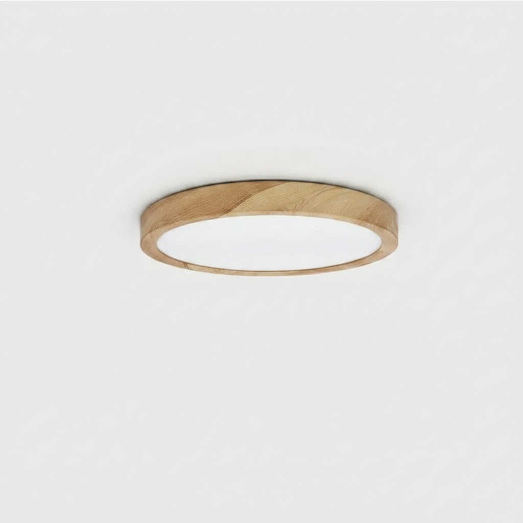 Plafonnier LED Bois 23cm — photo produit fond gris