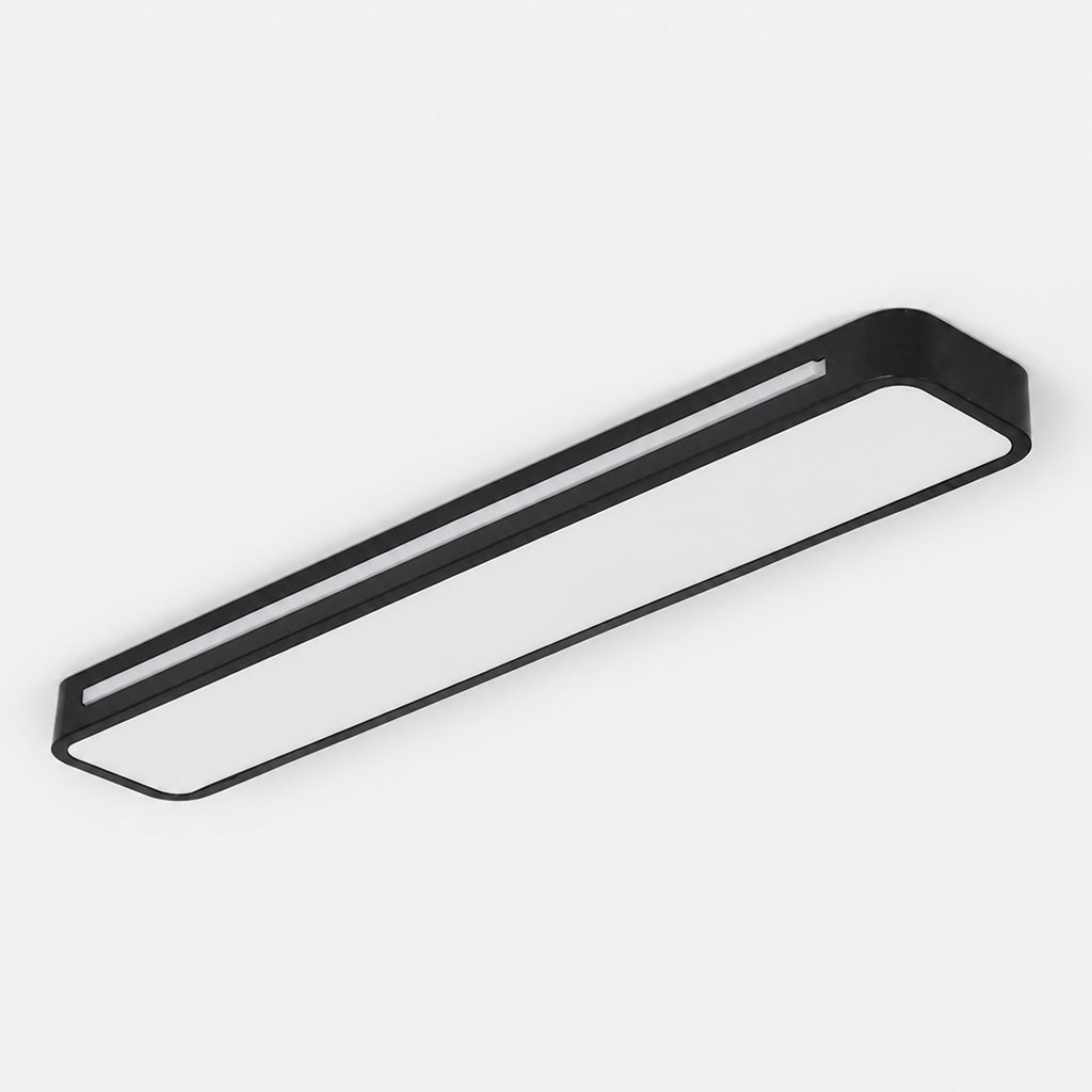 Plafonnier LED Rectangulaire Ultra-fin Noir — photo produit fond gris