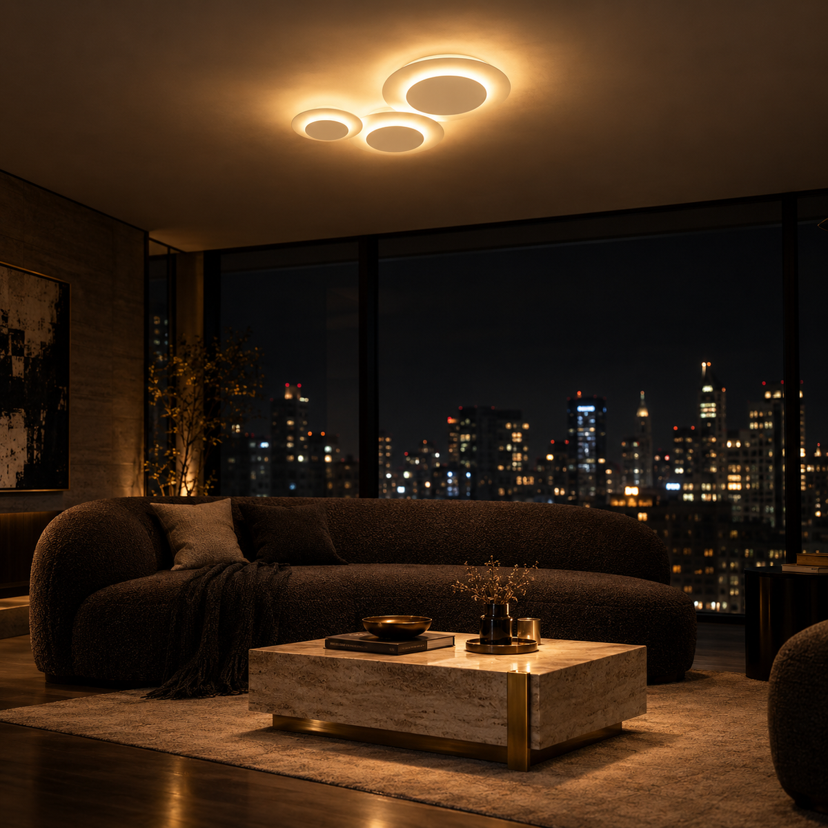 Plafonnier Moderne A — ambiance soir penthouse contemporain