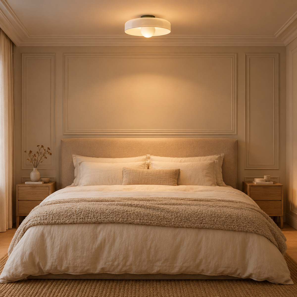 Plafonnier Rétro Blanc — mise en situation chambre