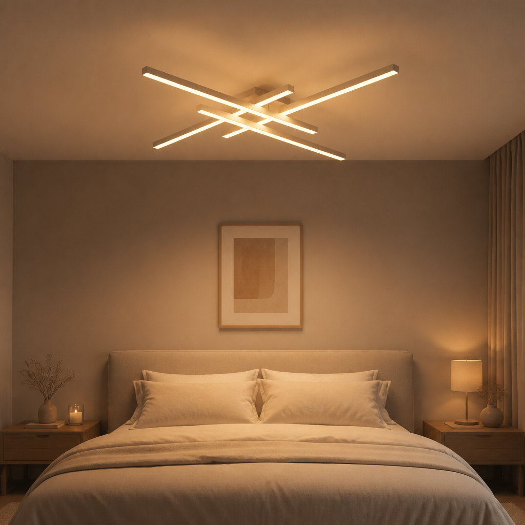 Plafonnier Salon LED Blanc 60cm — mise en situation chambre