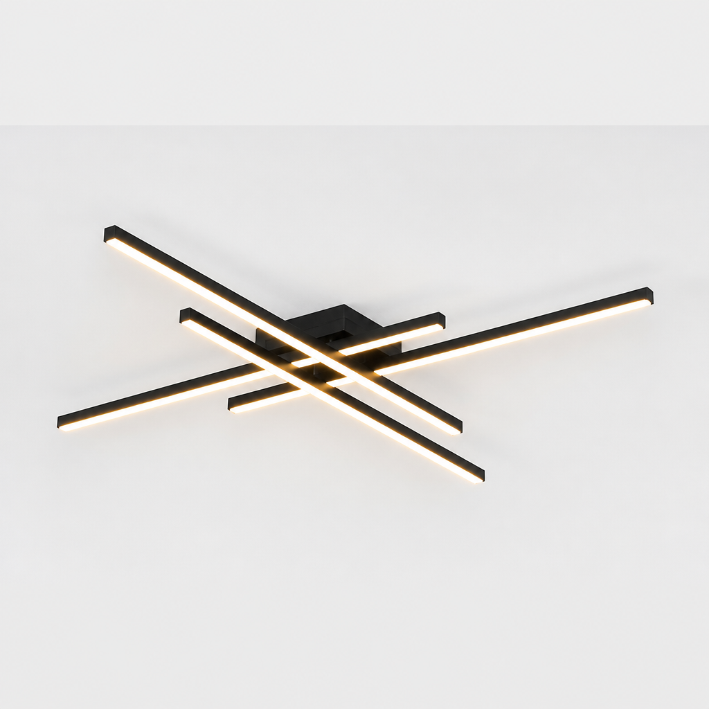 Plafonnier Salon LED Noir 120cm — photo produit fond gris