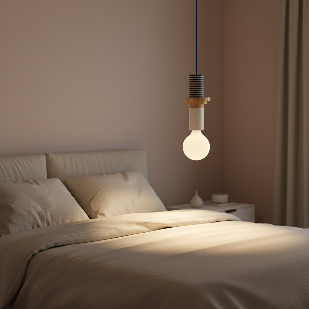 Suspension Bois Nordique — mise en situation chambre