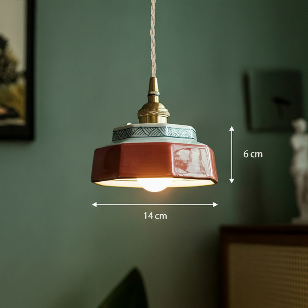 Suspension Céramique Rétro Japonaise — dimensions 6 cm × 14 cm