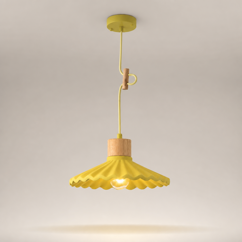 Suspension Ciment Nordic Design Jaune — photo produit fond gris
