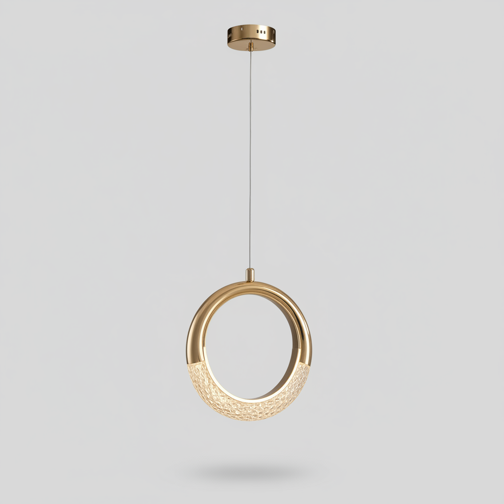 Suspension Cristal LED – Art Déco Or — photo produit fond gris