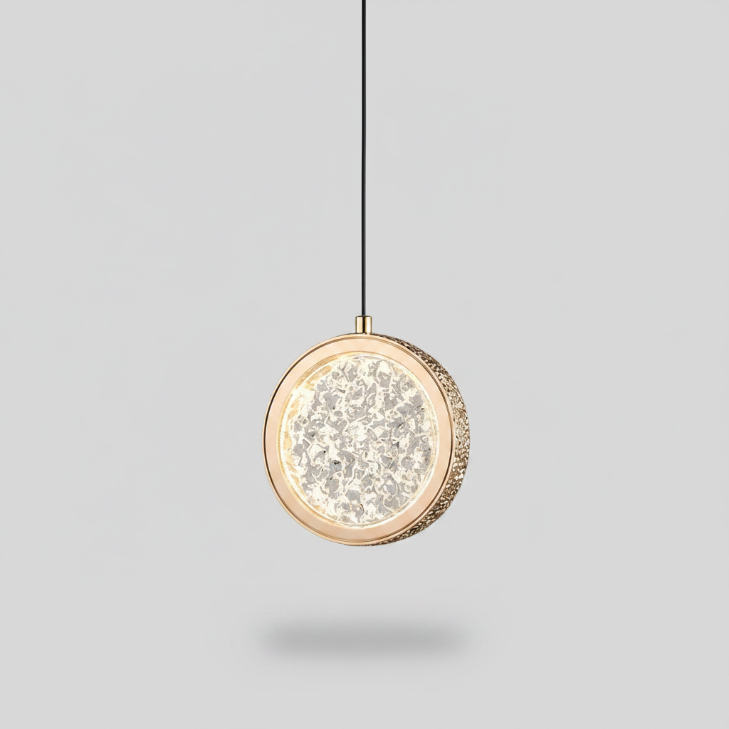 Suspension Cristal LED – Art Déco Or — photo produit fond gris