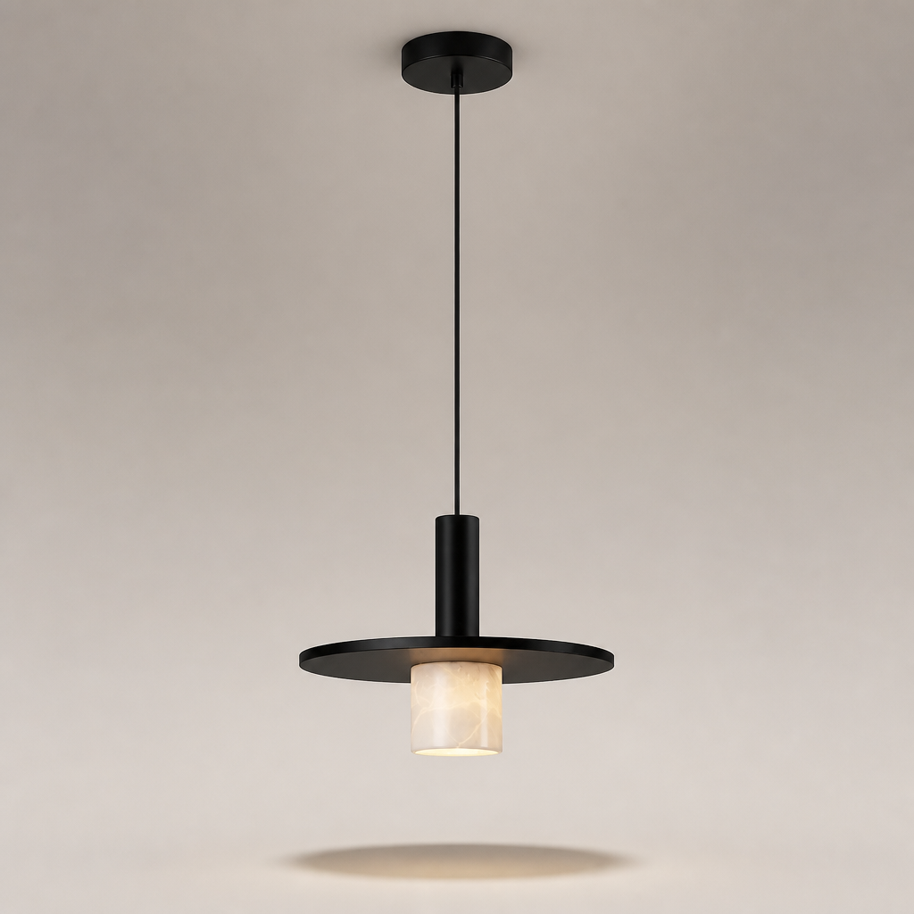 Suspension Disque Marbre Design Cylindre A — photo produit fond gris
