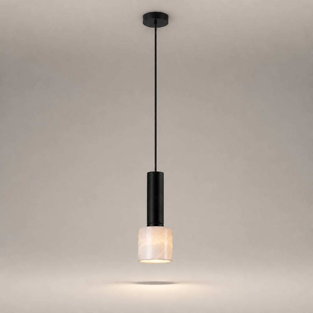 Suspension Disque Marbre Design Cylindre B — photo produit fond gris