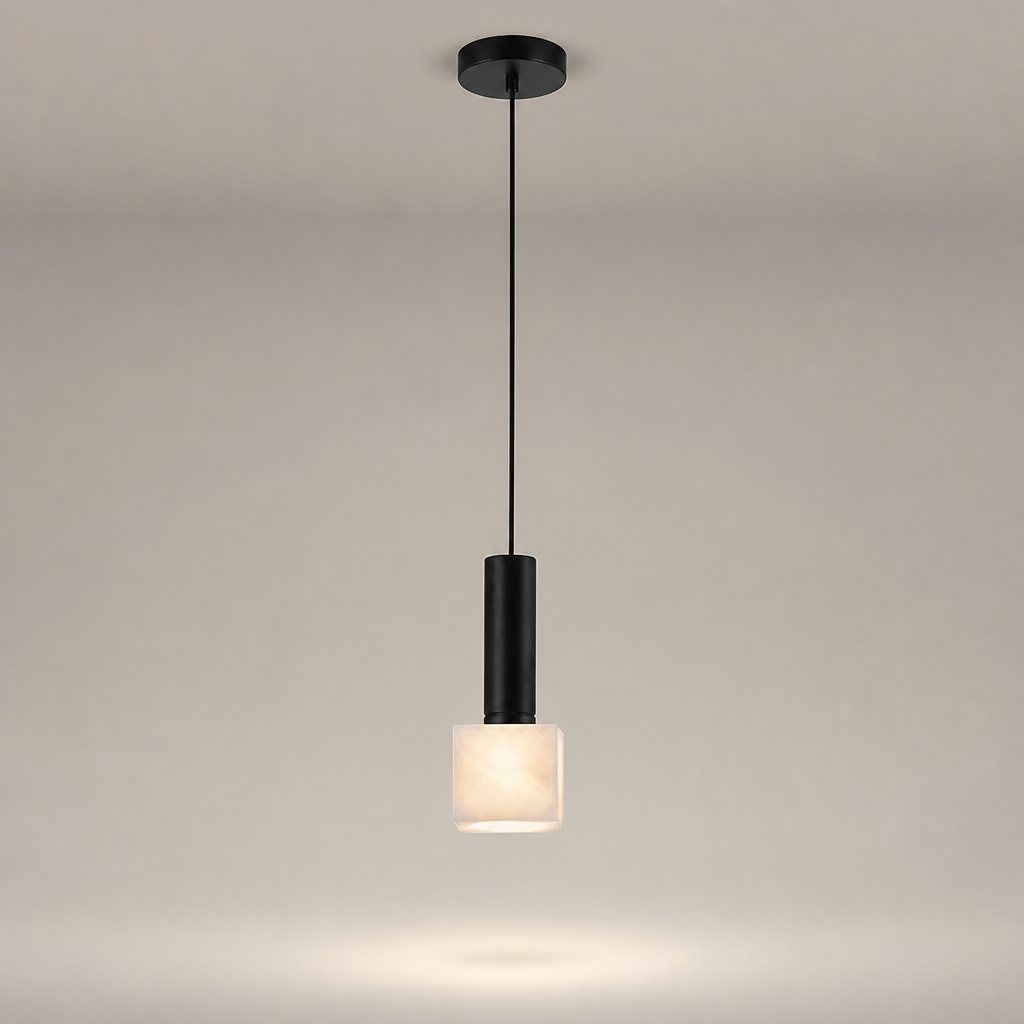 Suspension Disque Marbre Design Rectangulaire B — photo produit fond gris