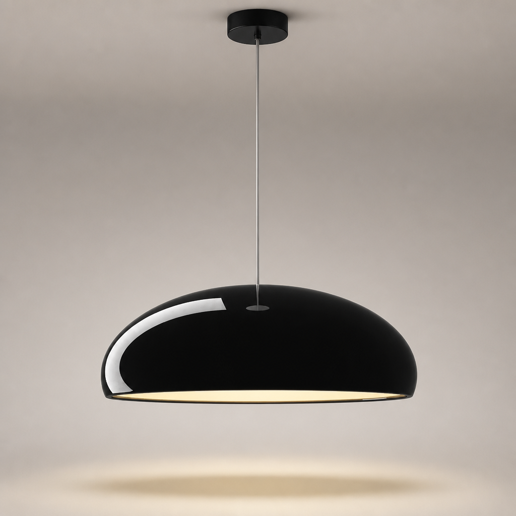 Suspension Dôme Design Laquée Noir — photo produit fond gris