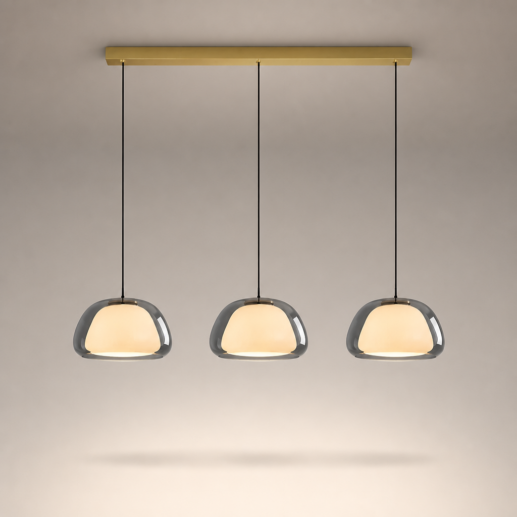 Suspension Double Verre Scandinave Fumé 3 — photo produit fond gris