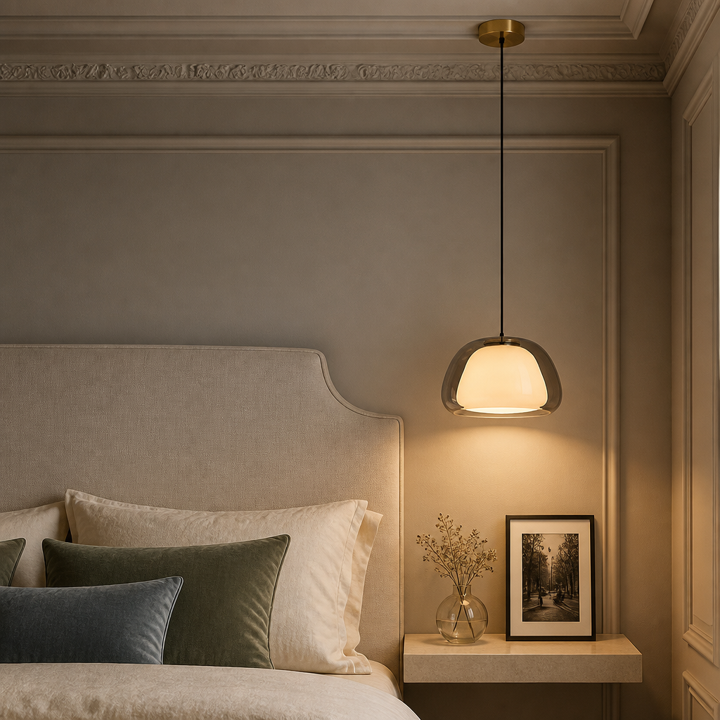 Suspension Double Verre Scandinave Fumé — mise en situation chambre
