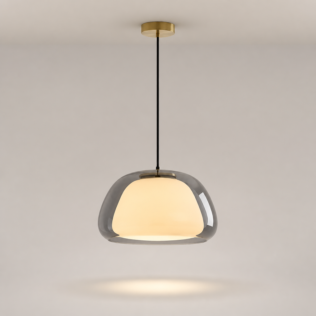 Suspension Double Verre Scandinave Fumé — photo produit fond gris