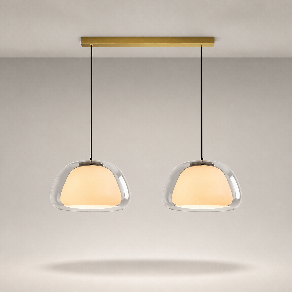 Suspension Double Verre Scandinave Transparent 2 — photo produit fond gris