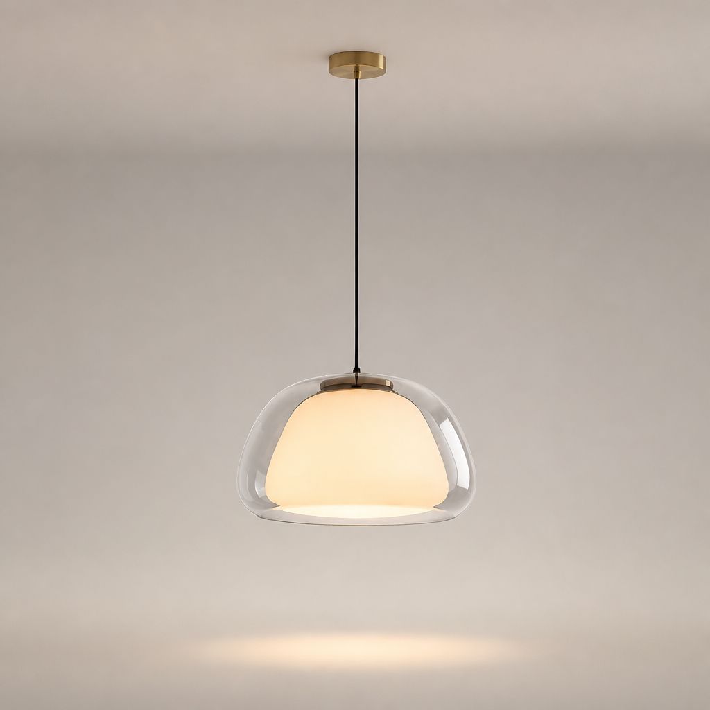 Suspension Double Verre Scandinave Transparent — photo produit fond gris