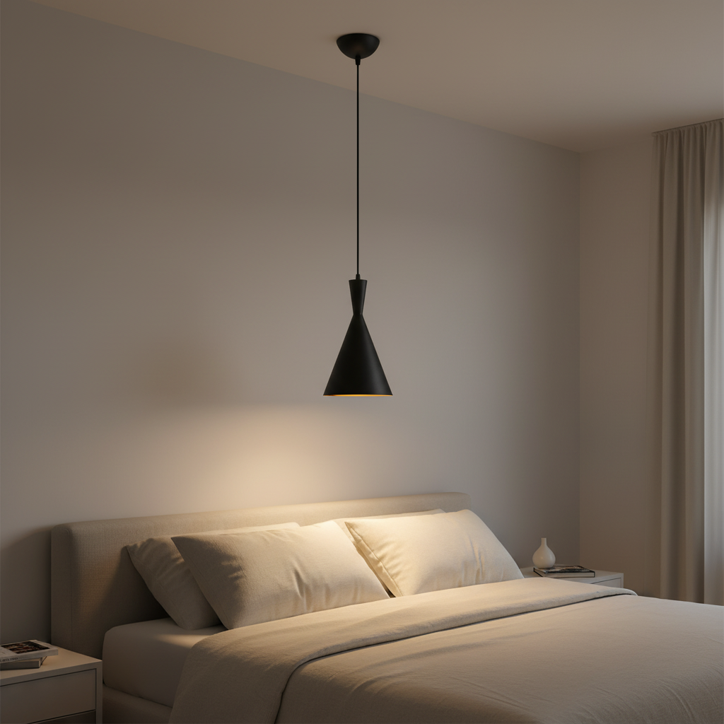 Suspension Fer Géométrique Noir B — mise en situation chambre