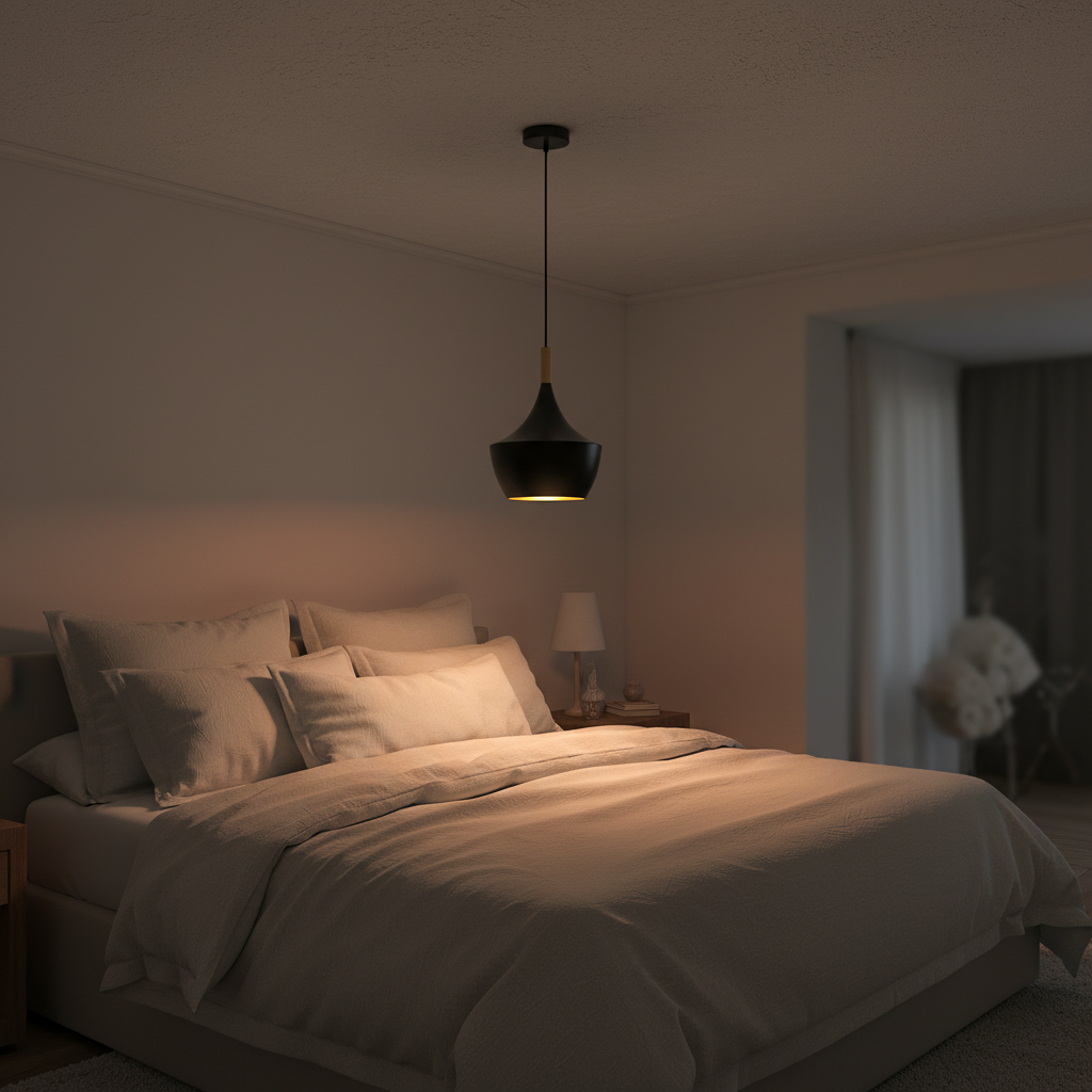 Suspension Fer Géométrique Noir C — mise en situation chambre