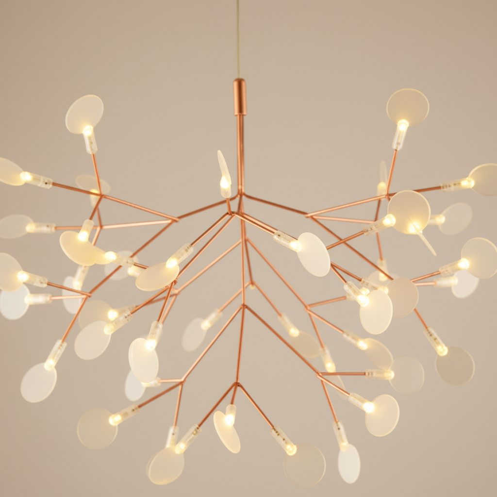 Suspension Firefly LED Branches Or rose — gros plan détail matière et finition