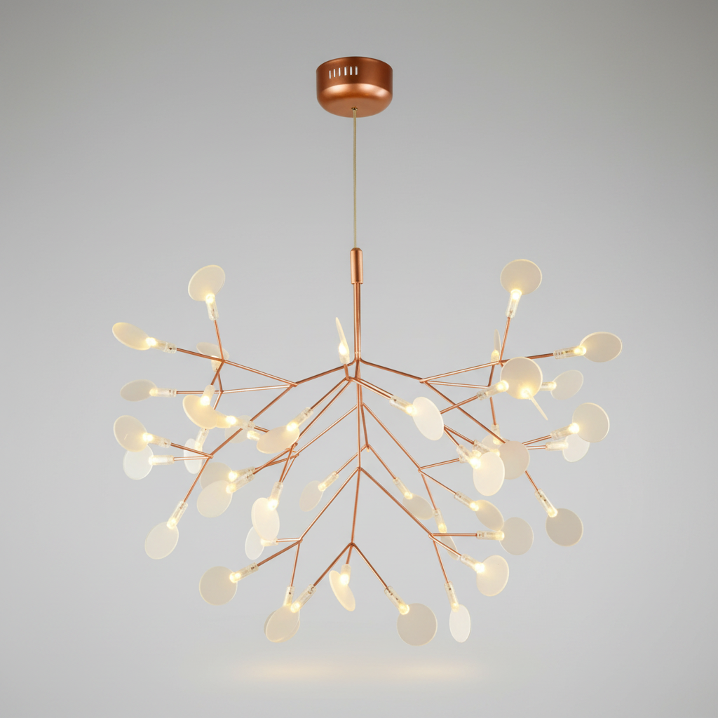 Suspension Firefly LED Branches Or rose — photo produit fond gris