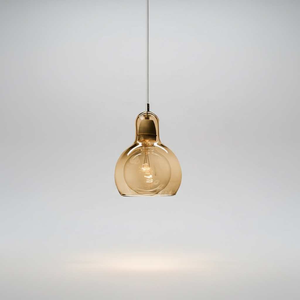 Suspension Globe Rétro Ambré — photo produit fond gris