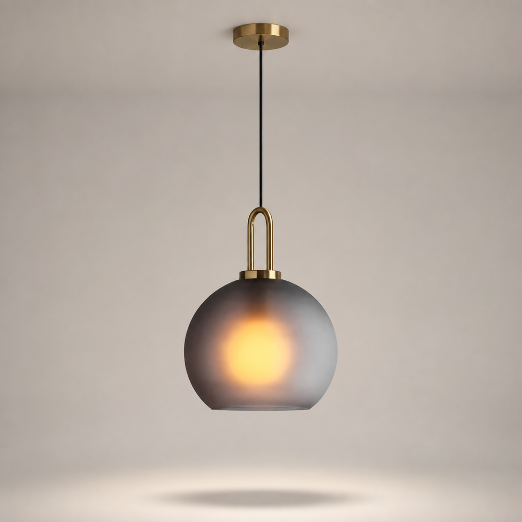 Suspension Globe Verre Nordique 25cm Gris Fumé — photo produit fond gris