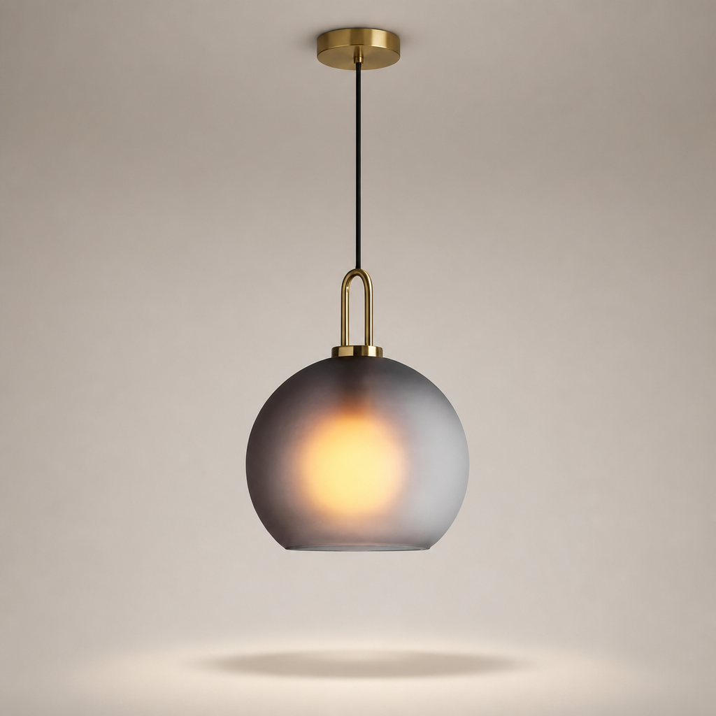 Suspension Globe Verre Nordique 30cm Gris Fumé — photo produit fond gris