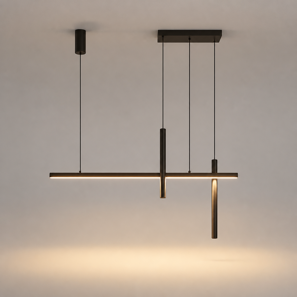Suspension LED Linéaire Design Nordique Noir 100cm — photo produit fond gris