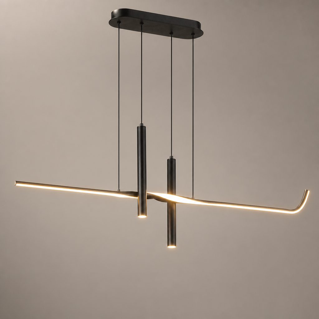 Suspension Linéaire LED 3 Spots Noir 100cm — gros plan détail matière et finition