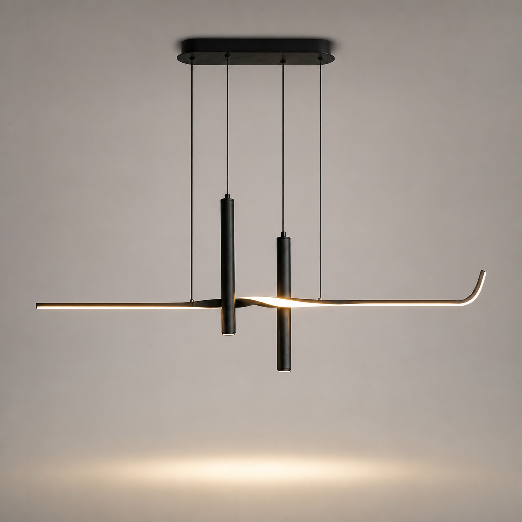 Suspension Linéaire LED 3 Spots Noir 100cm — photo produit fond gris