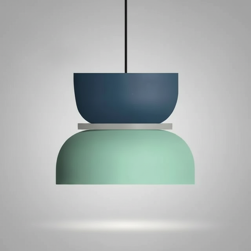 Suspension Macaron Bicolore Bleu Nuit et Vert M — photo produit fond gris