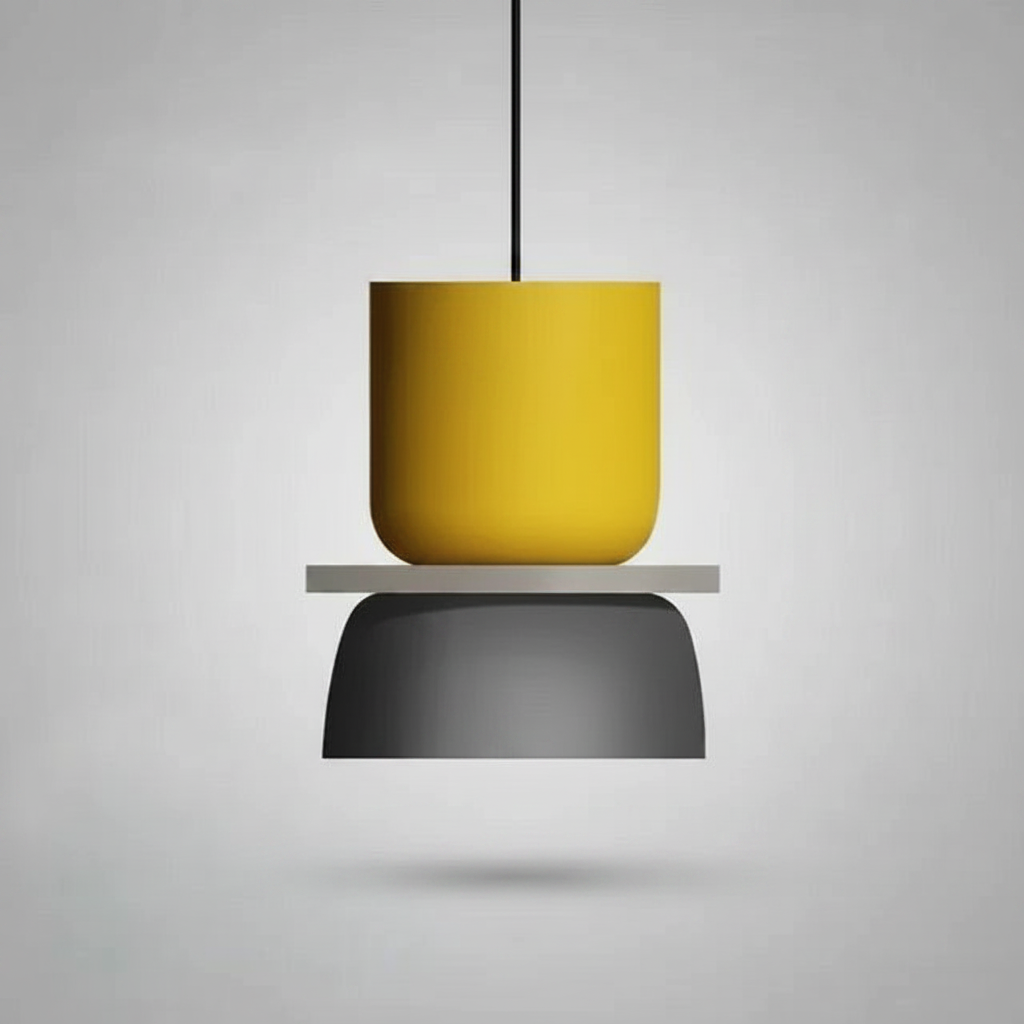 Suspension Macaron Bicolore Jaune et Gris S — photo produit fond gris
